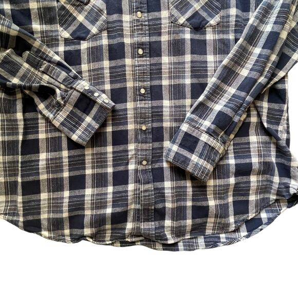 ELY Cattleman Men's 2XL Tall Blue Plaid Flannel Western Fall Button Up‎ - Picture 3 of 8